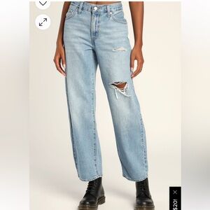 Levi’s Baggy Dad Medium Wash Distressed Mid-Raise Straight Leg Jeans